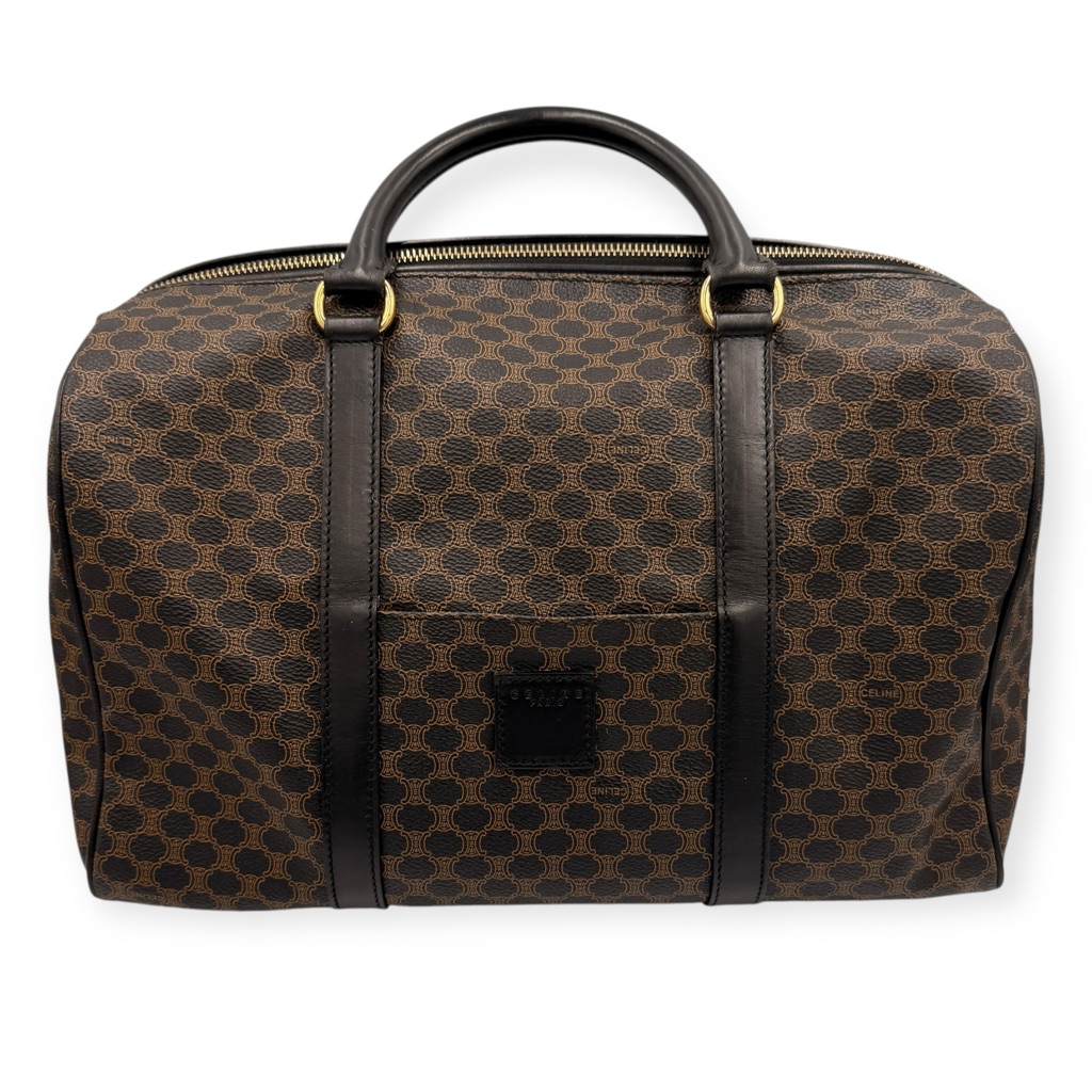Celine Vintage Macadam Boston Bag Triomphe Canvas